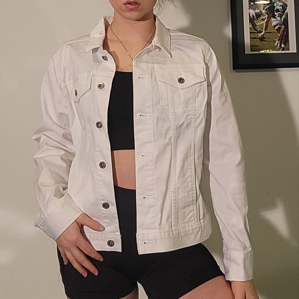 Liz Claiborne white denim jacket